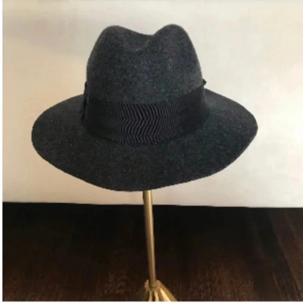 Zara Gray Wool Felt Floppy Fedora Hat Fall Winter classic boho Glam Minimalist